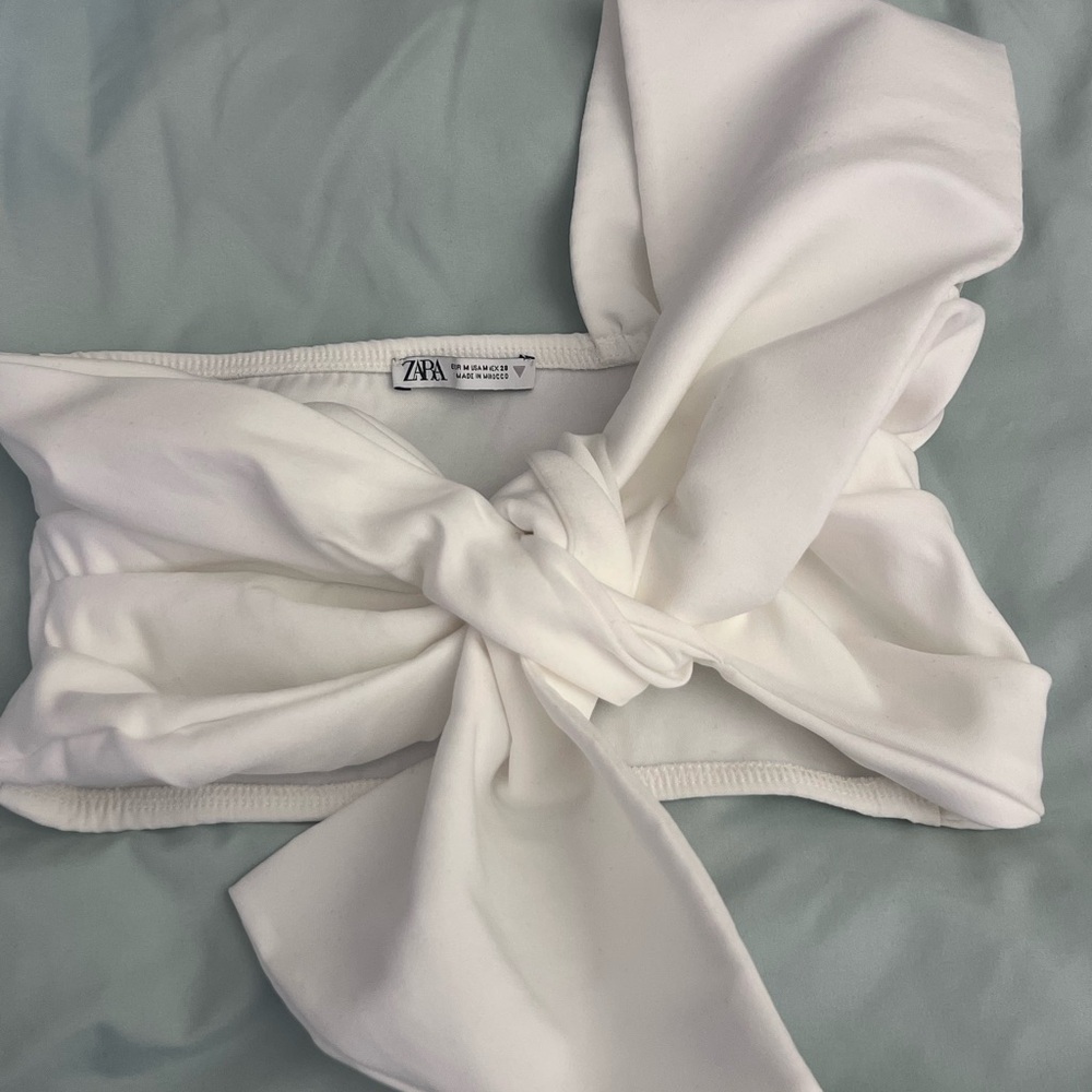 Zara White Bow Bandeau Top